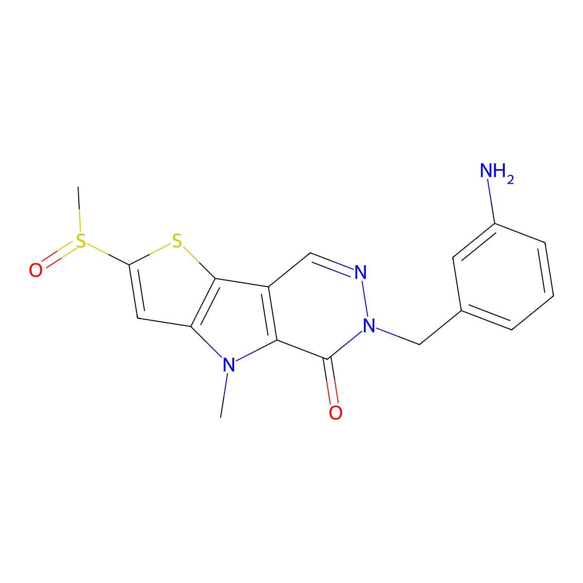 6-((3-Aminophenyl)methyl)-4,6-dihydro-4-methyl-2-(methylsulfinyl)-5H-thieno(2',3':4,5)pyrrolo(2,3-d)pyridazin-5-one molecular structure, CAS 1221186-53-3