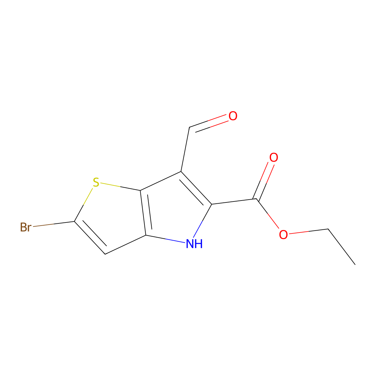 Ethyl 2-bromo-6-formyl-4H-thieno[3,2-b]pyrrole-5-carboxylate molecular structure, CAS 1221186-54-4