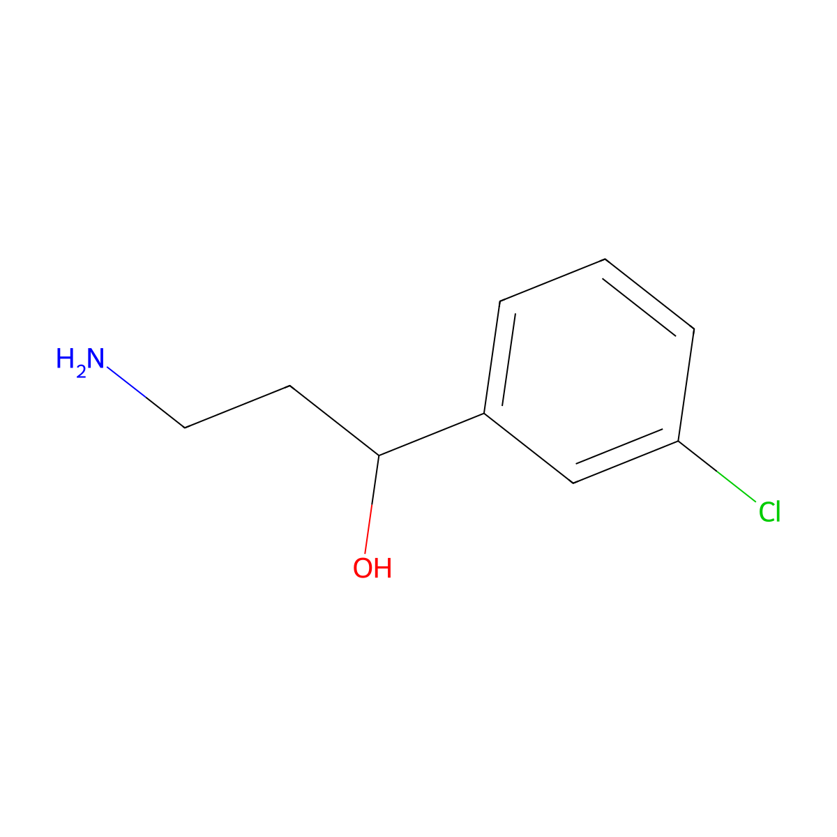 3-Amino-1-(3-chlorophenyl)propan-1-ol molecular structure, CAS 1221187-20-7
