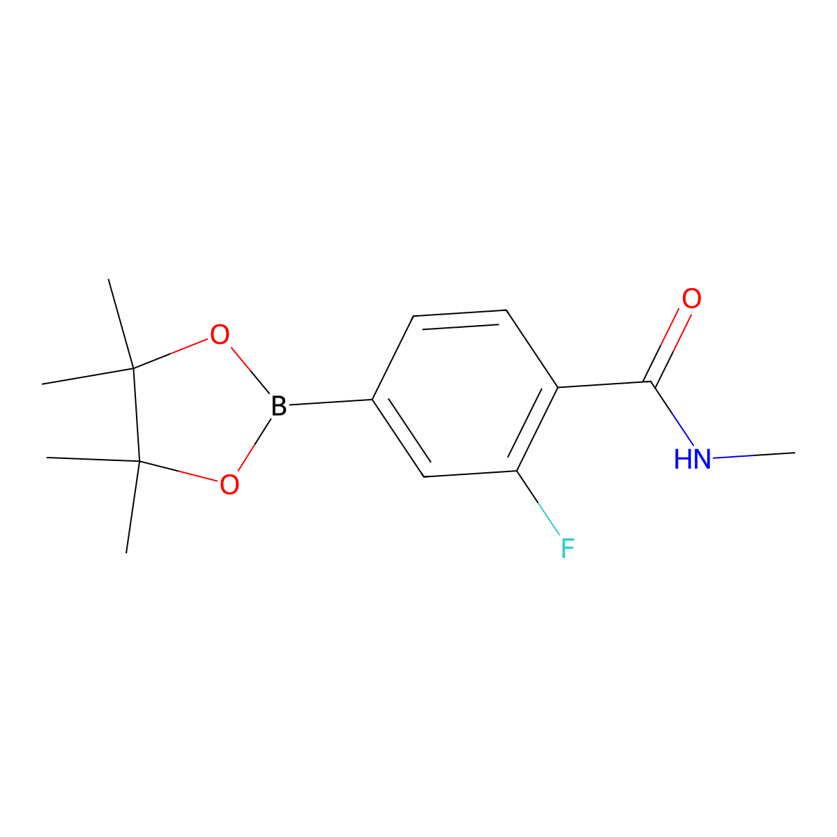 2-Fluoro-N-methyl-4-(4,4,5,5-tetramethyl-1,3,2-dioxaborolan-2-yl)benzamide molecular structure, CAS 1221188-97-1