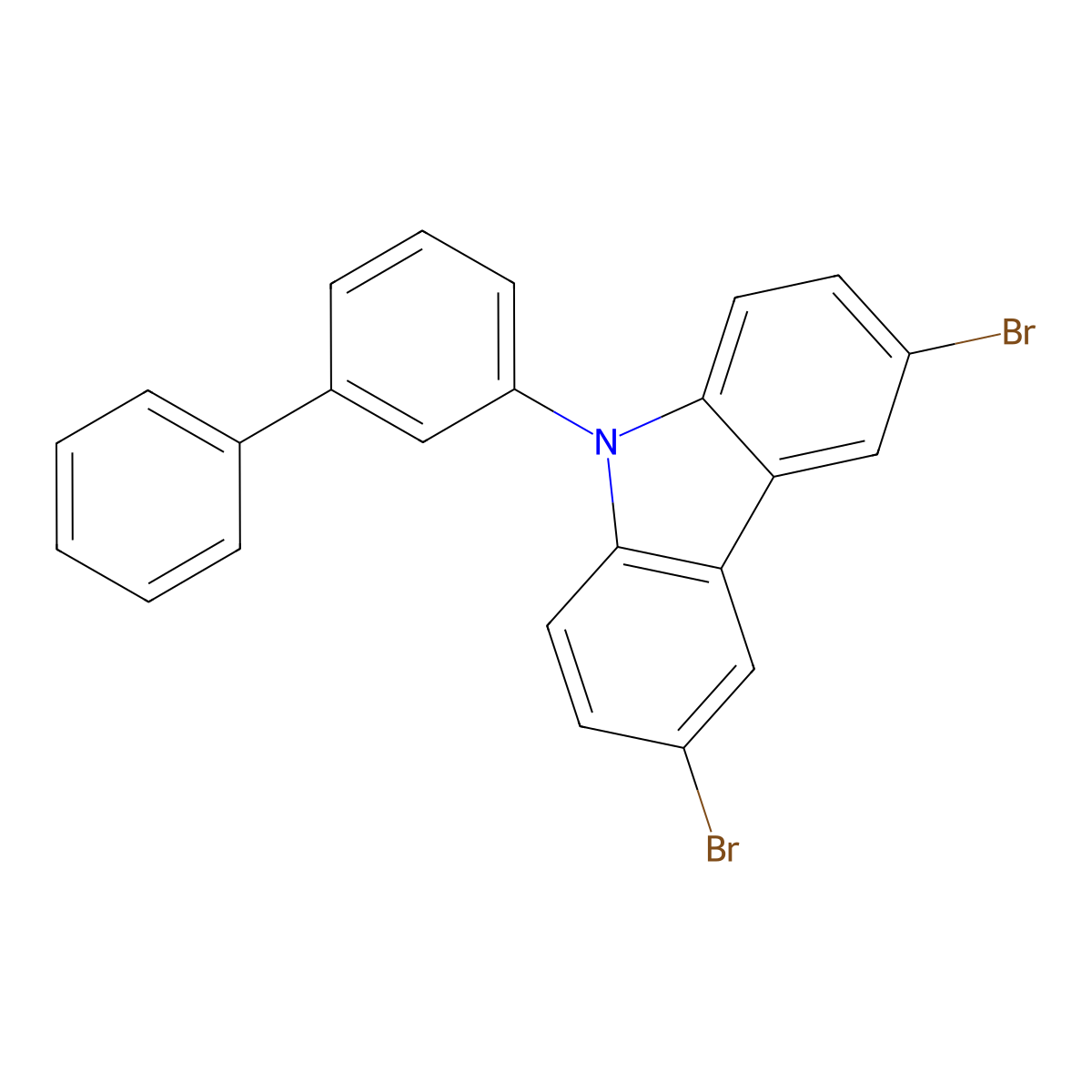 9-([1,1'-biphenyl]-3-yl)-3,6-dibromo-9H-carbazole molecular structure, CAS 1221237-88-2