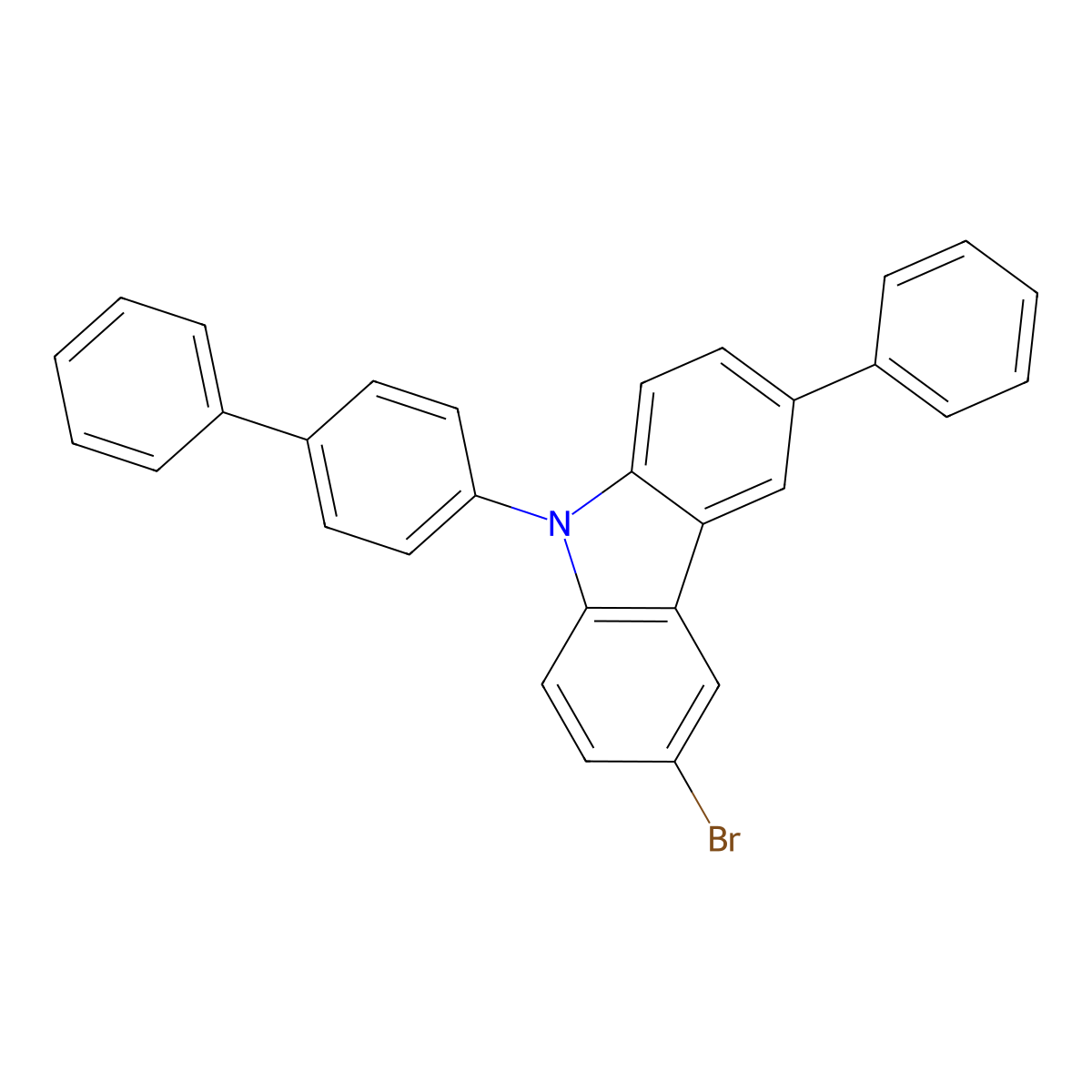 9-([1,1'-Biphenyl]-4-yl)-3-bromo-6-phenyl-9H-carbazole molecular structure, CAS 1221238-03-4