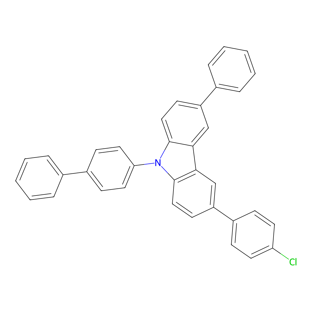 9-([1,1'-Biphenyl]-4-yl)-3-(4-chlorophenyl)-6-phenyl-9H-carbazole molecular structure, CAS 1221238-04-5
