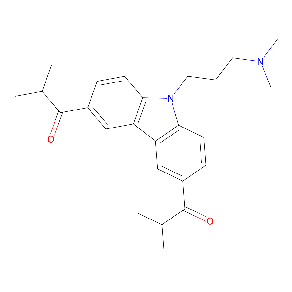 1,1'-(9-(3-(Dimethylamino)propyl)-9H-carbazole-3,6-diyl)bis(2-methylpropan-1-one) molecular structure, CAS 1221238-60-3