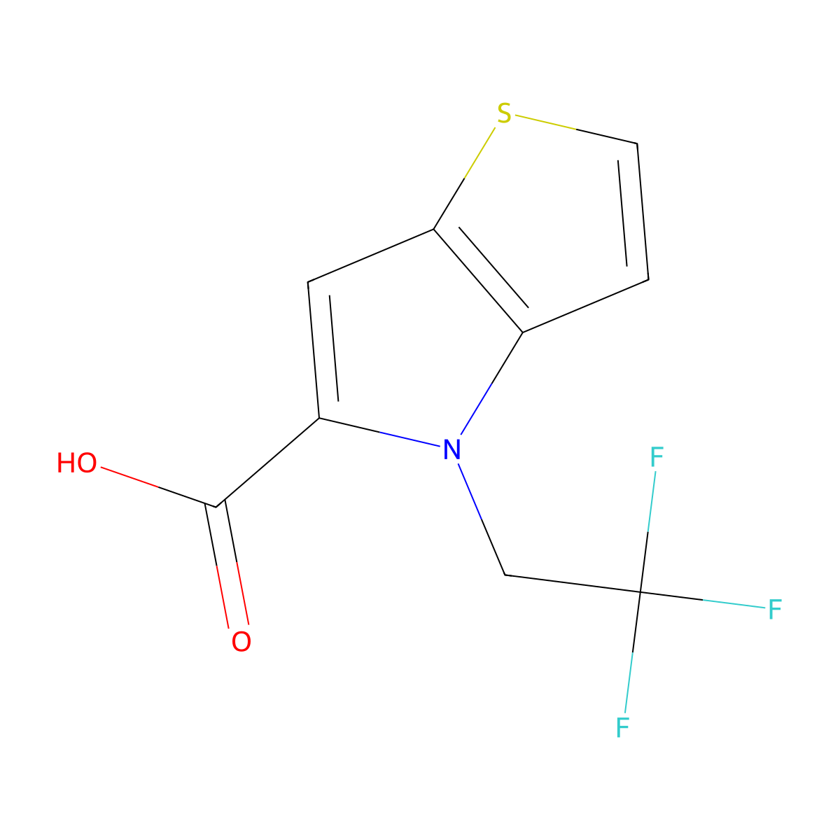 4-(2,2,2-trifluoroethyl)-4H-thieno[3,2-b]pyrrole-5-carboxylic acid molecular structure, CAS 1221256-00-3