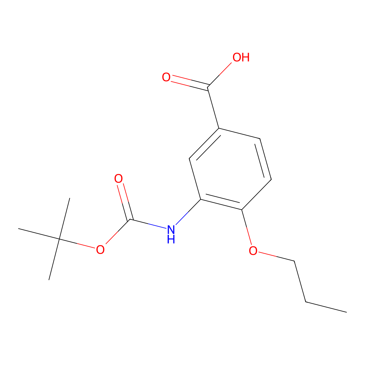3-{[(Tert-butoxy)carbonyl]amino}-4-propoxybenzoic acid molecular structure, CAS 1221258-89-4