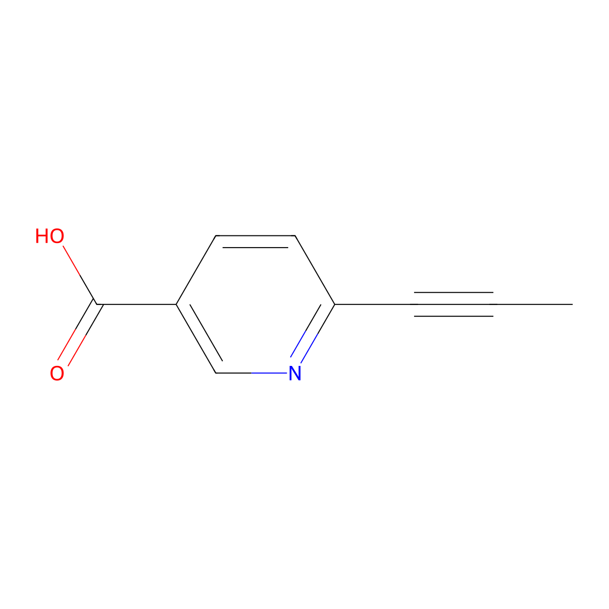 6-(Prop-1-yn-1-yl)nicotinic acid molecular structure, CAS 1221259-77-3