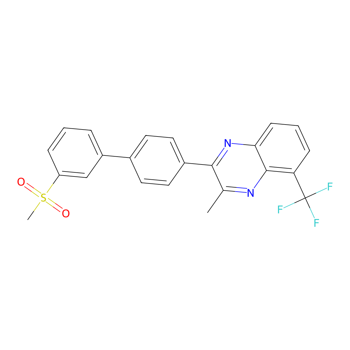 3-Methyl-2-(3'-(methylsulfonyl)biphenyl-4-yl)-5-(trifluoromethyl)quinoxaline molecular structure, CAS 1221265-37-7