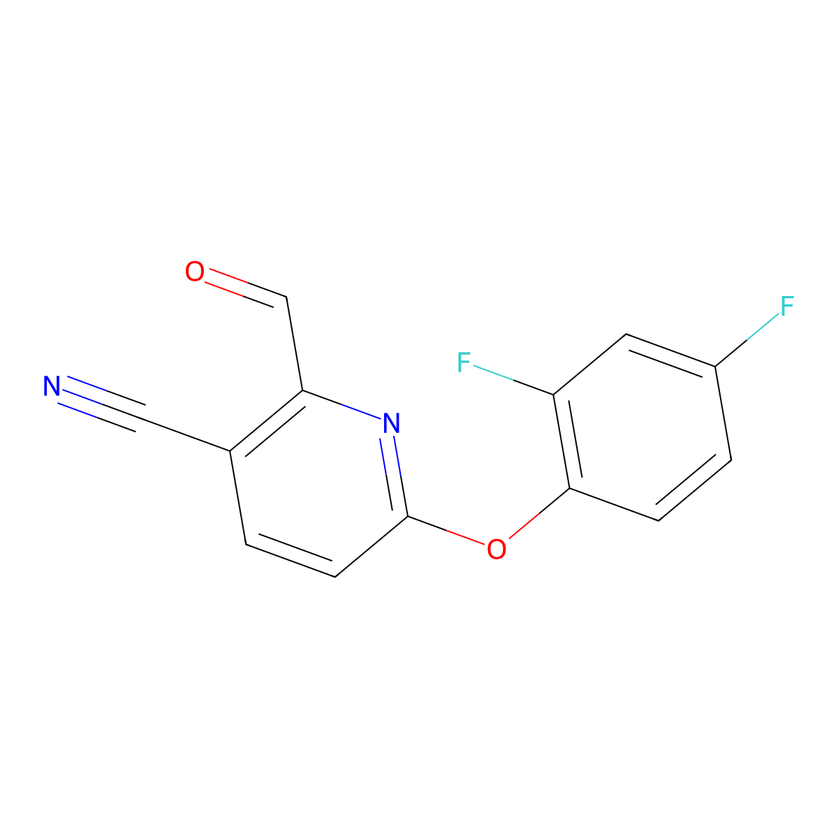 6-(2,4-Difluorophenoxy)-2-formylnicotinonitrile molecular structure, CAS 1221271-94-8