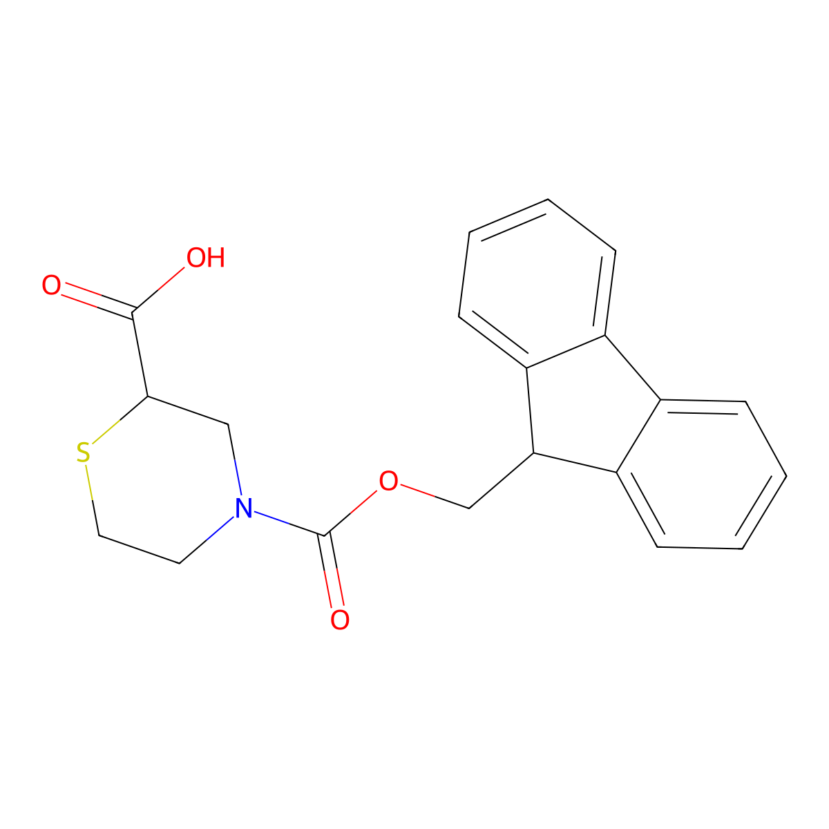 4-{[(9H-fluoren-9-yl)methoxy]carbonyl}thiomorpholine-2-carboxylic acid molecular structure, CAS 1221275-50-8