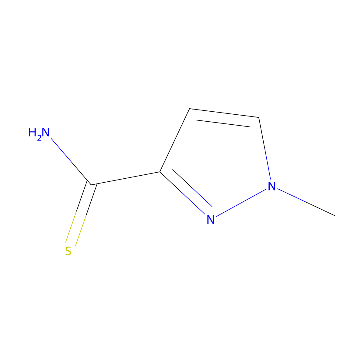 1-methyl-1H-Pyrazole-3-carbothioamide molecular structure, CAS 1221278-28-9