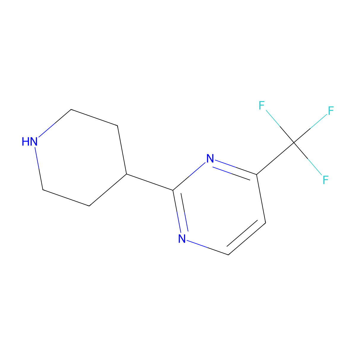 2-(Piperidin-4-yl)-4-(trifluoromethyl)pyrimidine molecular structure, CAS 1221278-89-2