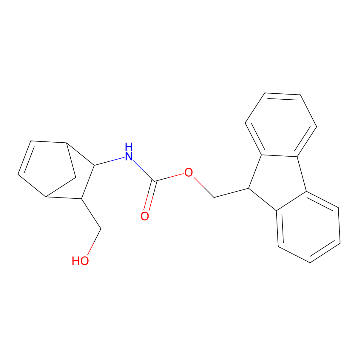 rac-(9H-fluoren-9-yl)methyl N-[(1R,2R,3S,4S)-3-(hydroxymethyl)bicyclo[2.2.1]hept-5-en-2-yl]carbamate molecular structure, CAS 1221279-22-6