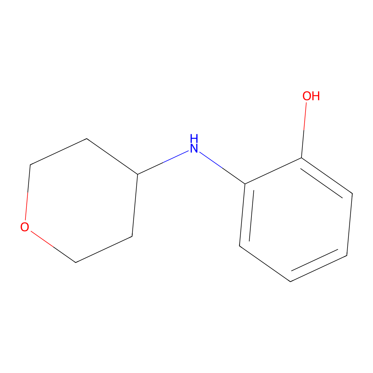 2-(Tetrahydro-pyran-4-ylamino)-phenol molecular structure, CAS 1221280-06-3
