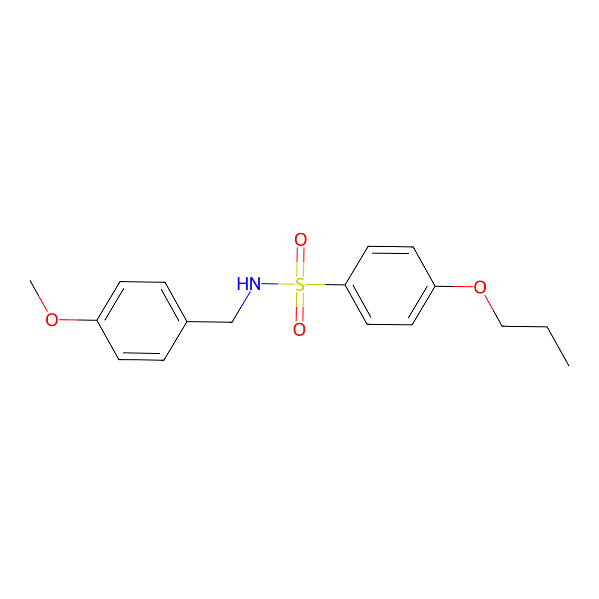 N-[(4-methoxyphenyl)methyl]-4-propoxybenzenesulfonamide molecular structure, CAS 122134-68-3