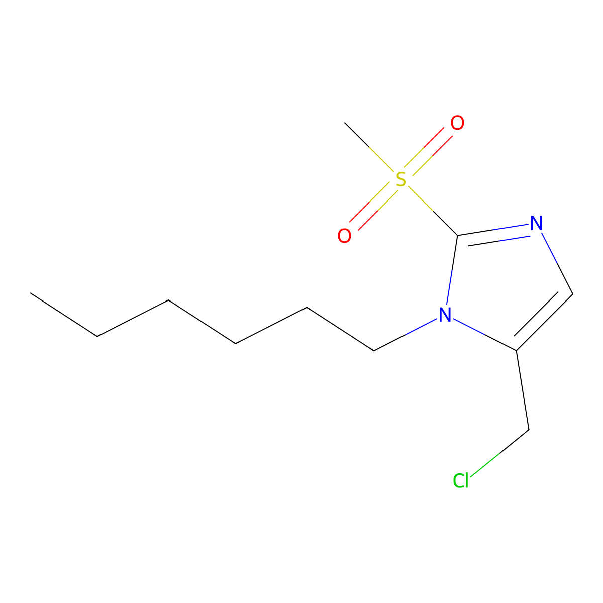 5-(Chloromethyl)-1-hexyl-2-methanesulfonyl-1H-imidazole molecular structure, CAS 1221341-20-3