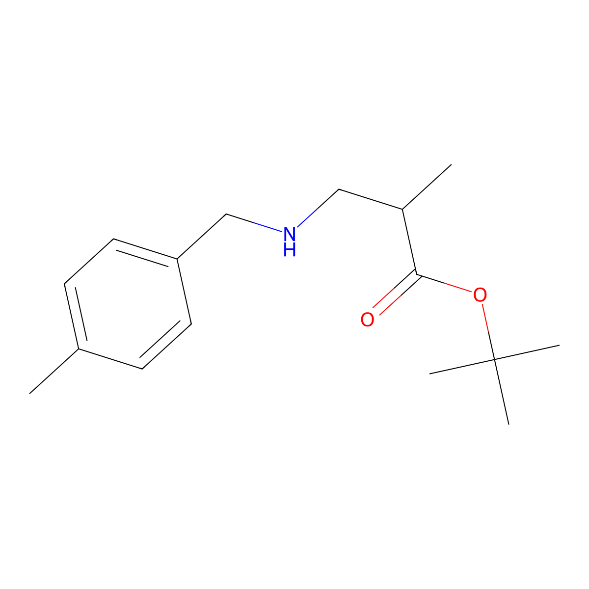 tert-Butyl 2-methyl-3-{[(4-methylphenyl)methyl]amino}propanoate molecular structure, CAS 1221341-36-1