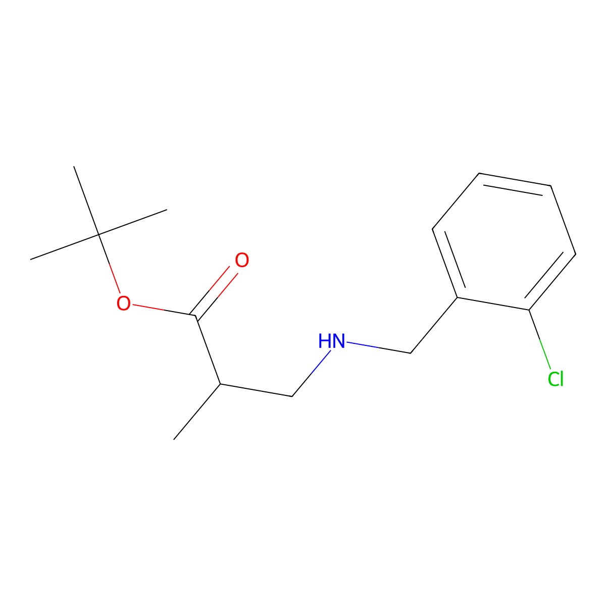tert-Butyl 3-{[(2-chlorophenyl)methyl]amino}-2-methylpropanoate molecular structure, CAS 1221341-46-3