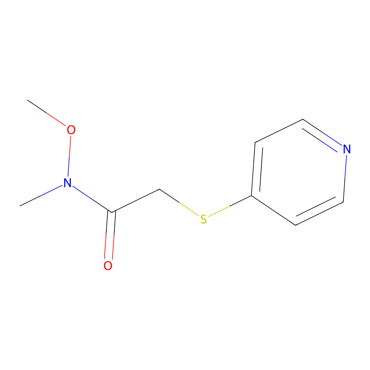 N-Methoxy-N-methyl-2-(pyridin-4-ylsulfanyl)acetamide molecular structure, CAS 1221341-49-6