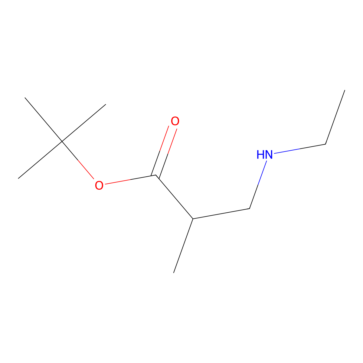 Tert-butyl 3-(ethylamino)-2-methylpropanoate molecular structure, CAS 1221341-61-2