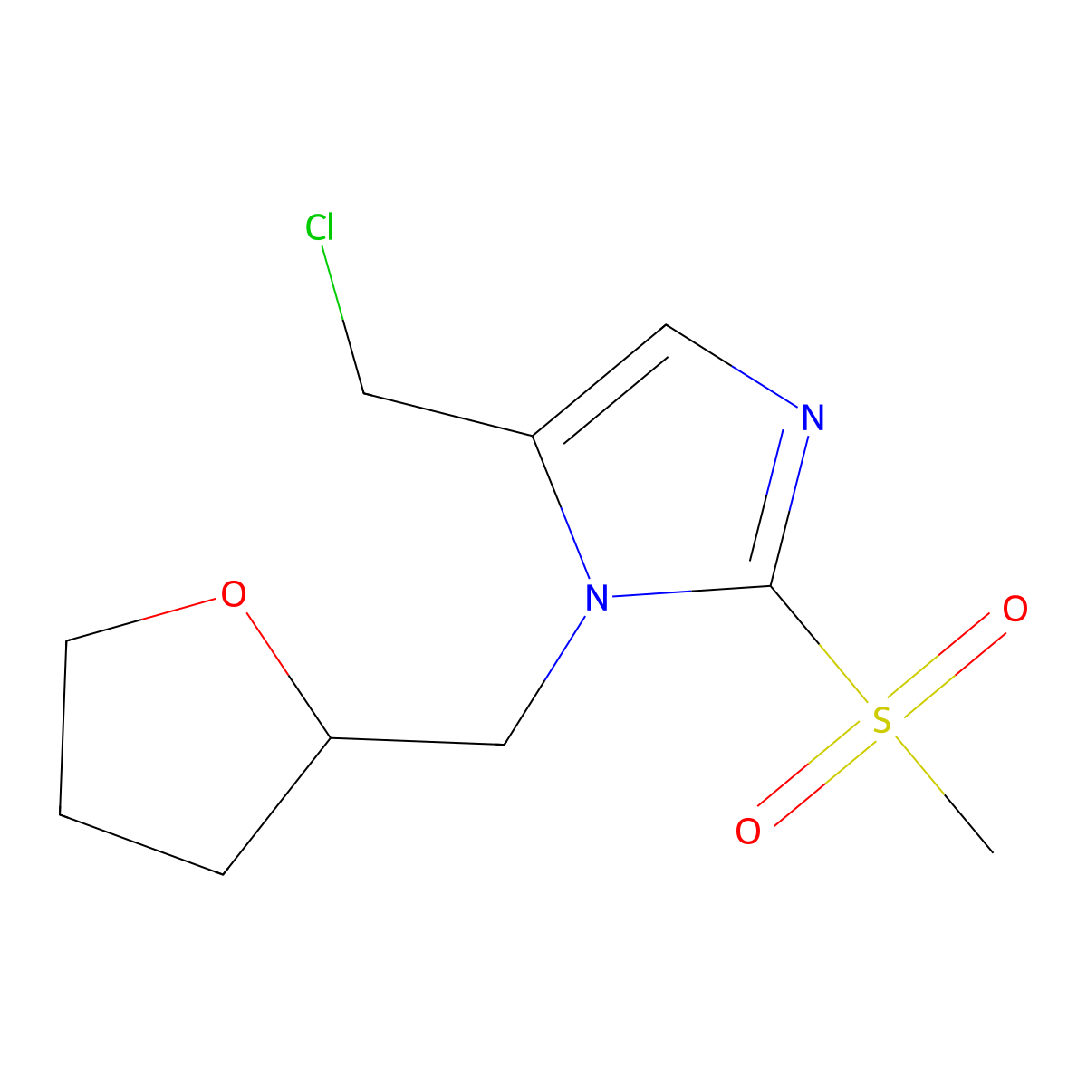 5-(chloromethyl)-2-methanesulfonyl-1-[(oxolan-2-yl)methyl]-1H-imidazole molecular structure, CAS 1221341-62-3
