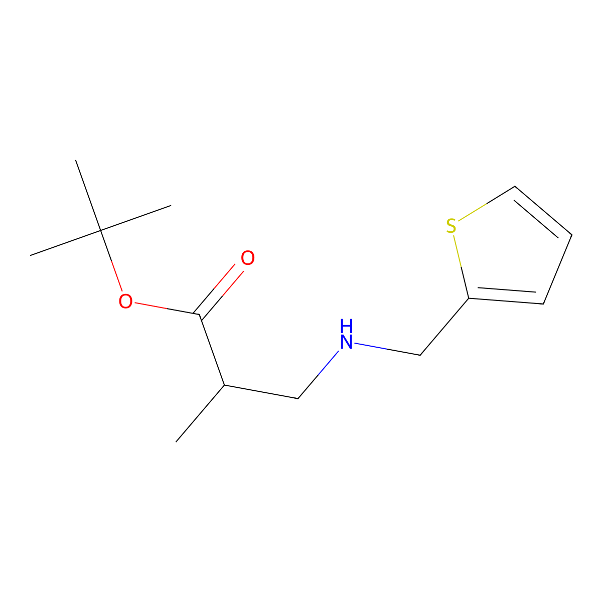 tert-Butyl 2-methyl-3-[(thiophen-2-ylmethyl)amino]propanoate molecular structure, CAS 1221341-93-0