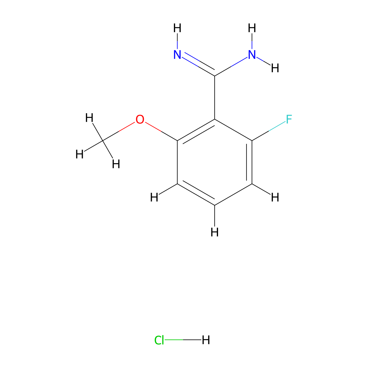 2-Fluoro-6-methoxybenzene-1-carboximidamide hydrochloride molecular structure, CAS 1221341-99-6