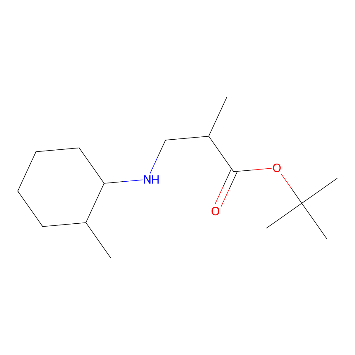 Tert-butyl 2-methyl-3-[(2-methylcyclohexyl)amino]propanoate molecular structure, CAS 1221342-34-2