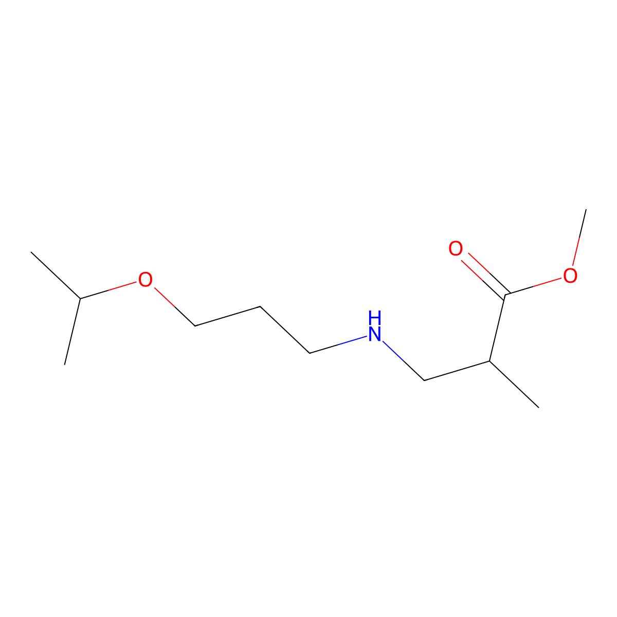 Methyl 2-methyl-3-{[3-(propan-2-yloxy)propyl]amino}propanoate molecular structure, CAS 1221342-51-3