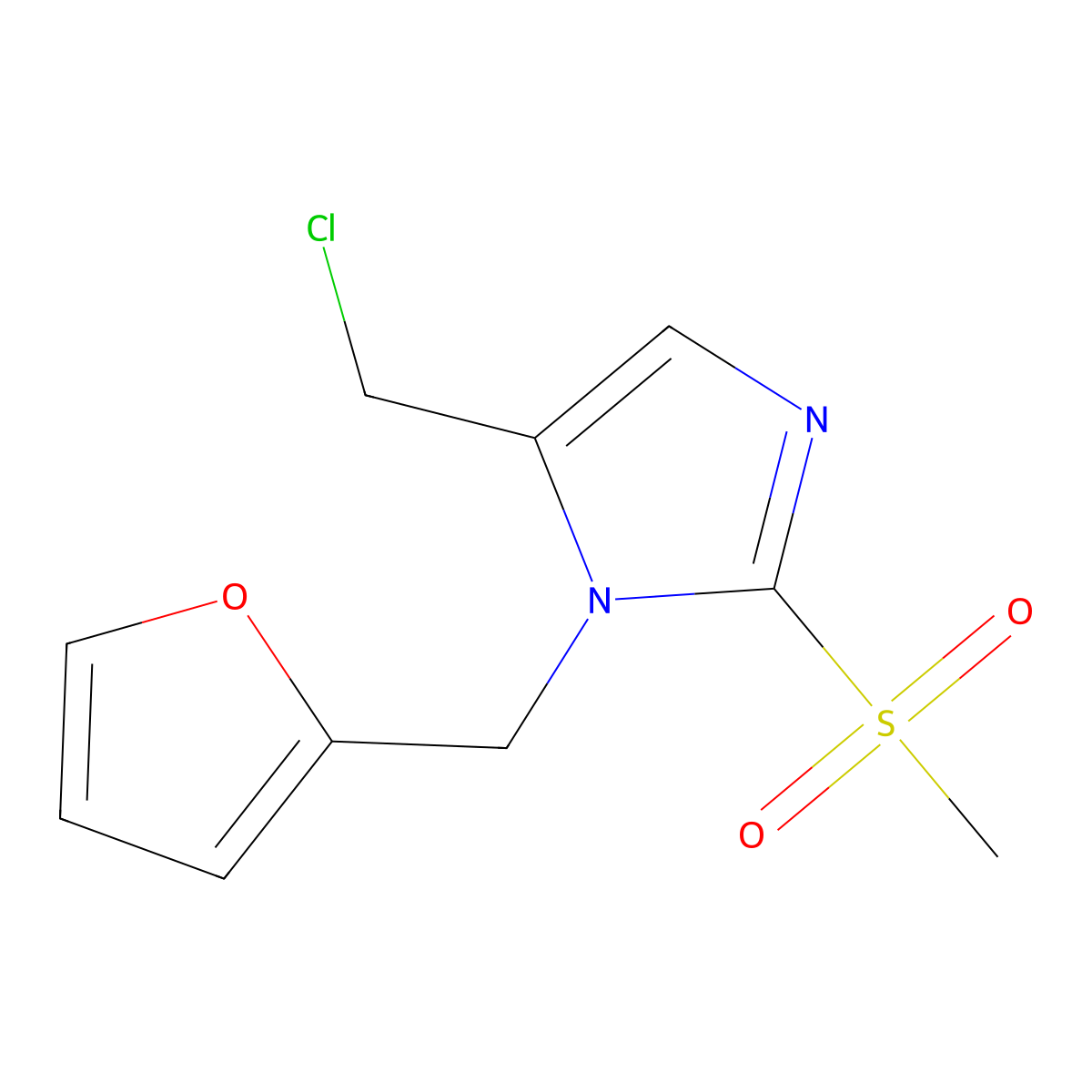 5-(chloromethyl)-1-[(furan-2-yl)methyl]-2-methanesulfonyl-1H-imidazole molecular structure, CAS 1221342-65-9