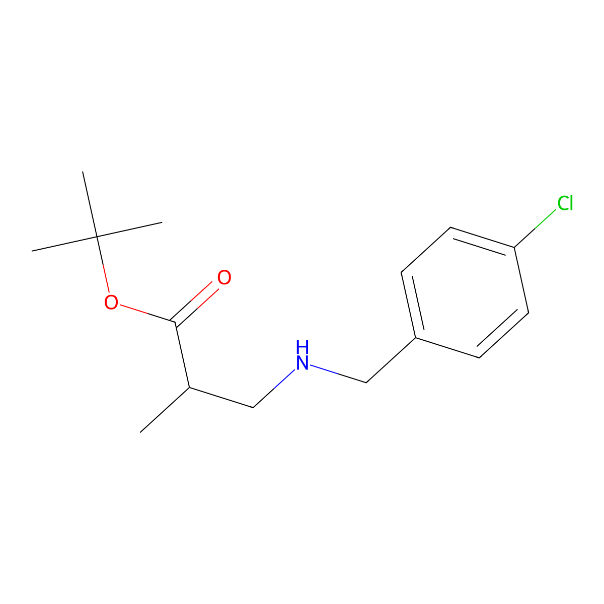 tert-Butyl 3-{[(4-chlorophenyl)methyl]amino}-2-methylpropanoate molecular structure, CAS 1221342-84-2