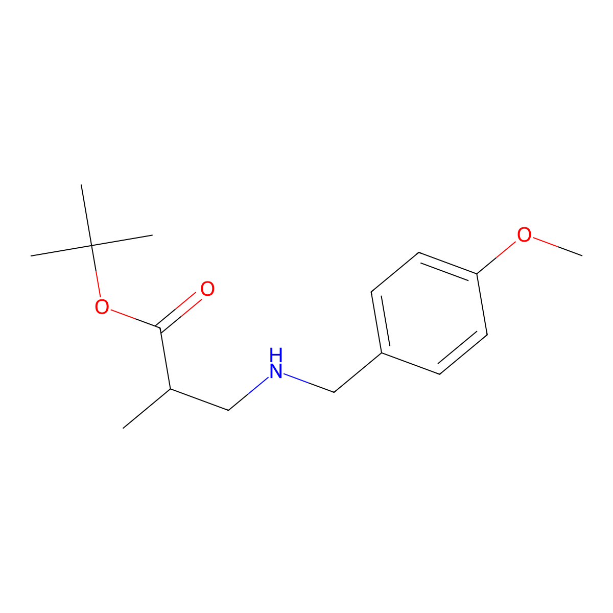 tert-Butyl 3-{[(4-methoxyphenyl)methyl]amino}-2-methylpropanoate molecular structure, CAS 1221342-94-4