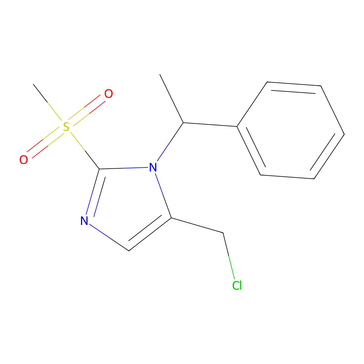 5-(Chloromethyl)-2-methanesulfonyl-1-(1-phenylethyl)-1H-imidazole molecular structure, CAS 1221342-98-8