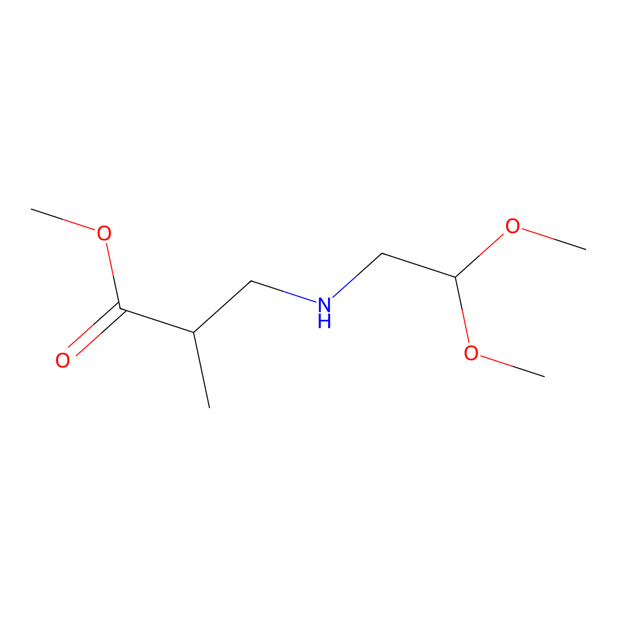 Methyl 3-[(2,2-dimethoxyethyl)amino]-2-methylpropanoate molecular structure, CAS 1221346-16-2