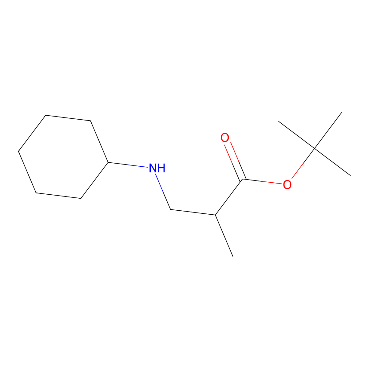 Tert-butyl 3-(cyclohexylamino)-2-methylpropanoate molecular structure, CAS 1221346-28-6