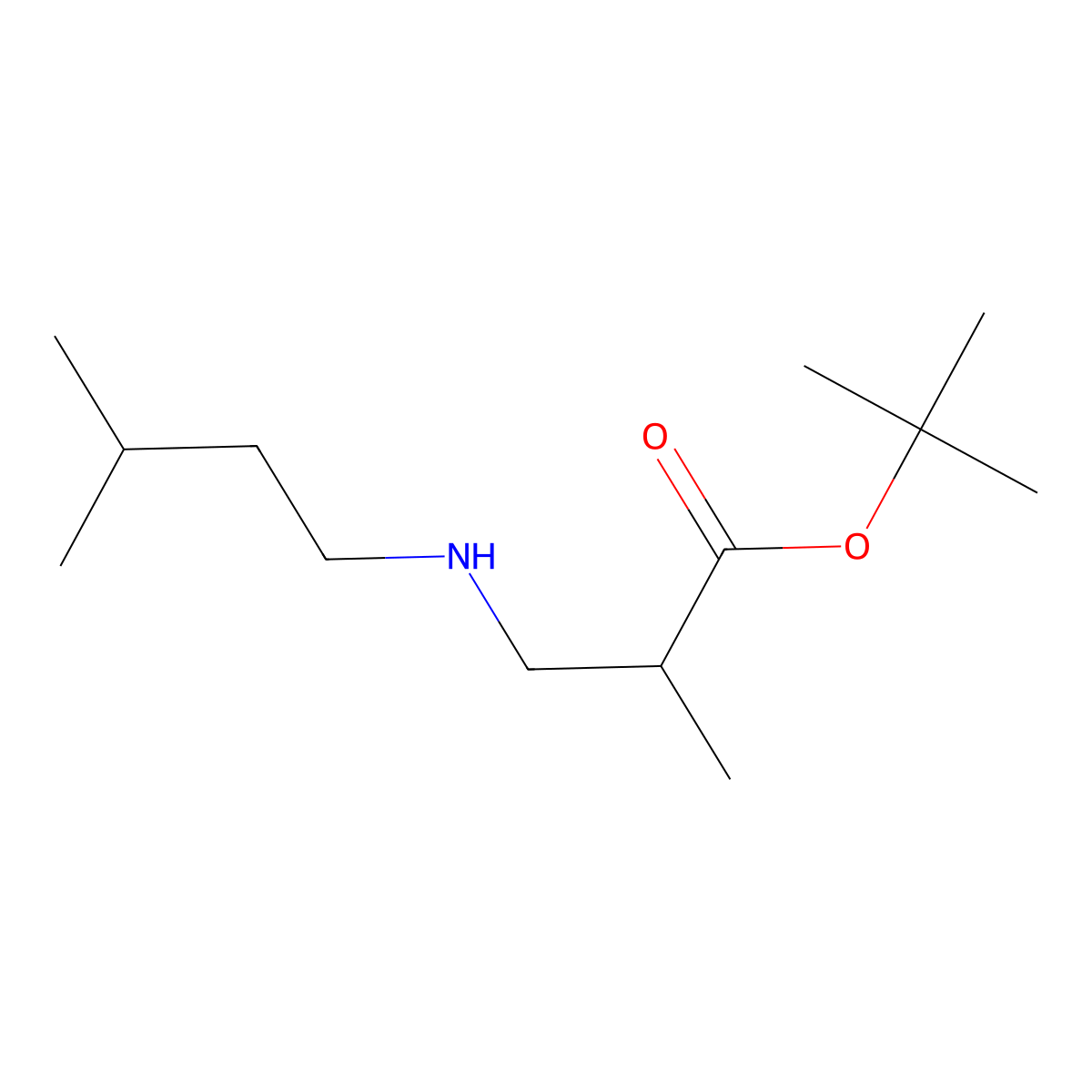 tert-Butyl 2-methyl-3-[(3-methylbutyl)amino]propanoate molecular structure, CAS 1221346-46-8