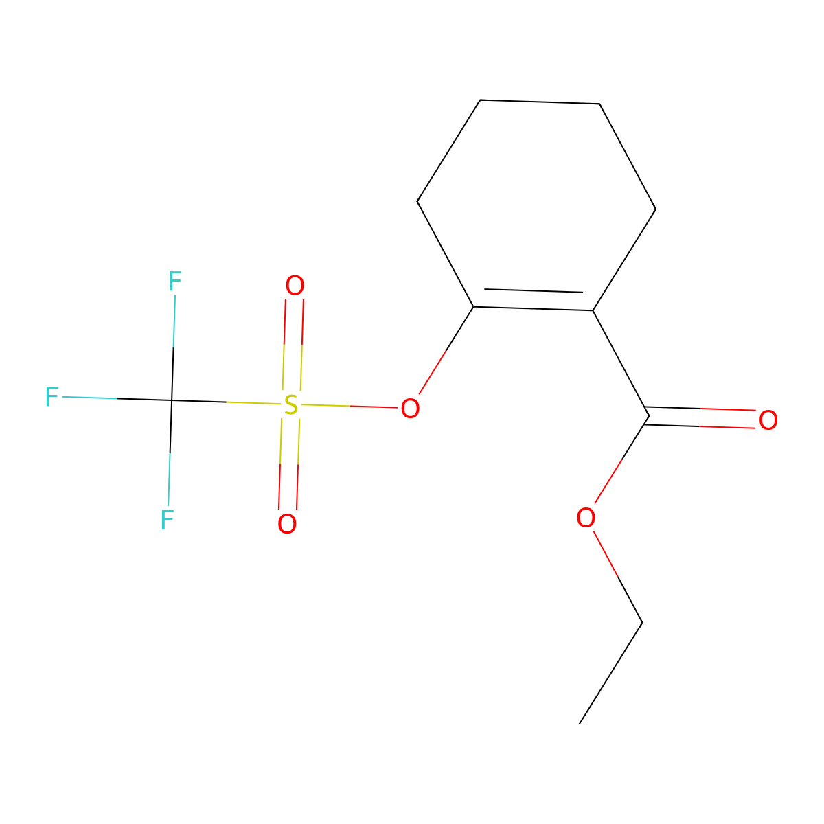 Ethyl 2-(trifluoromethanesulfonyloxy)cyclohex-1-ene-1-carboxylate molecular structure, CAS 122135-83-5