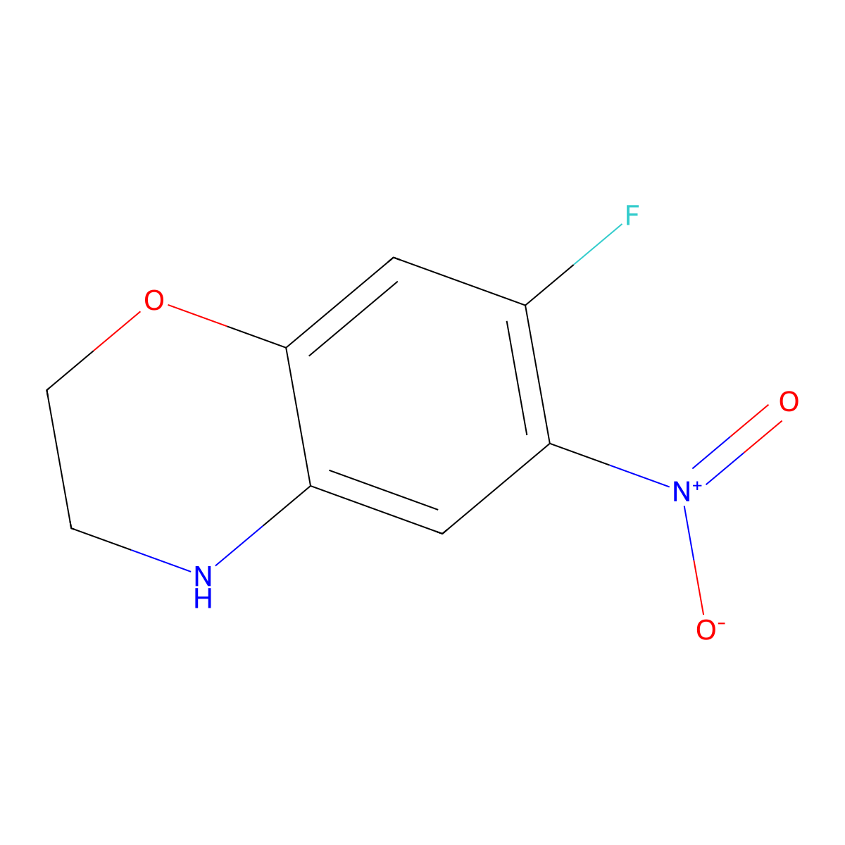 7-Fluoro-6-nitro-3,4-dihydro-2h-benzo[b][1,4]oxazine molecular structure, CAS 122138-83-4