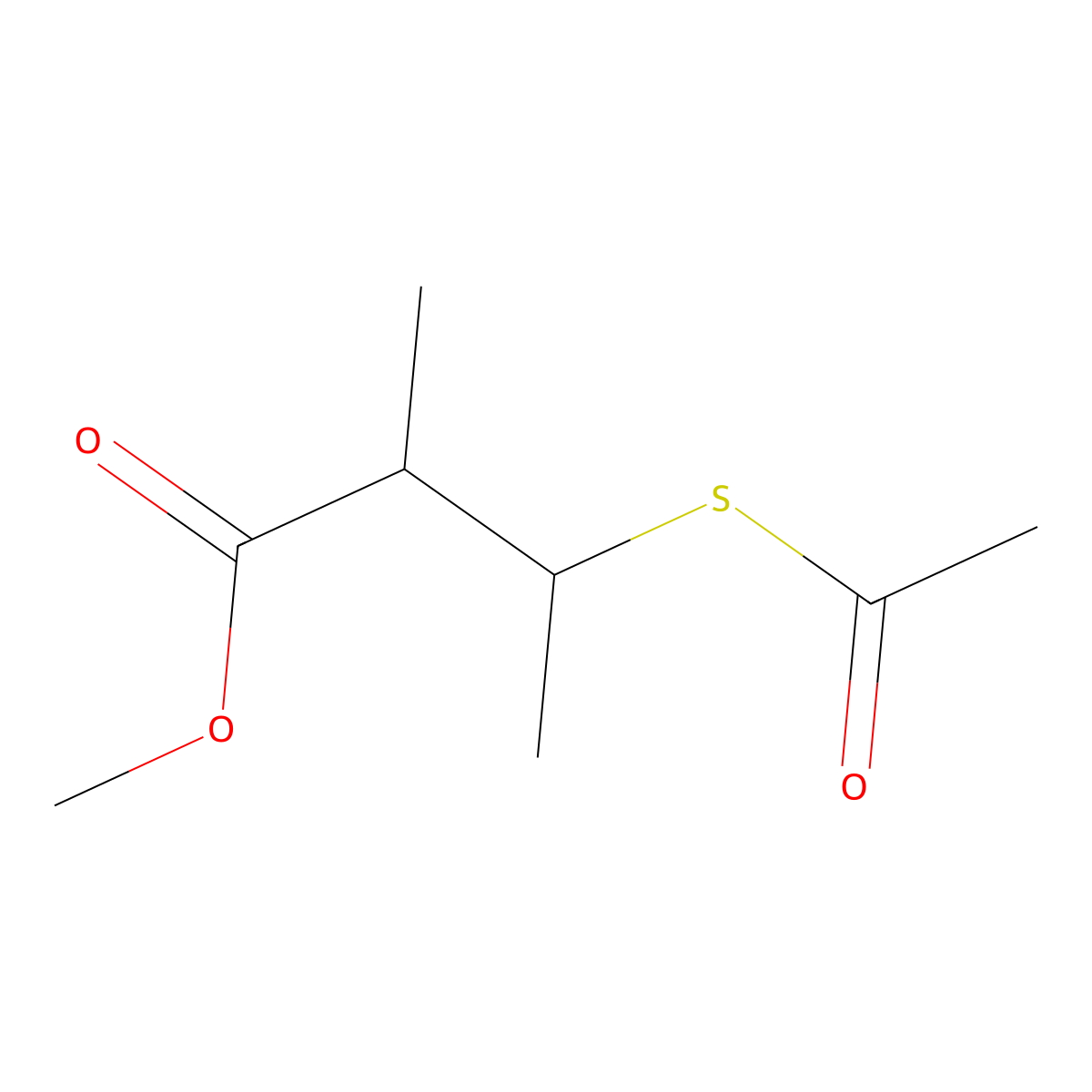 Methyl 3-acetylthio-2-methylbutanoate molecular structure, CAS 1221397-61-0