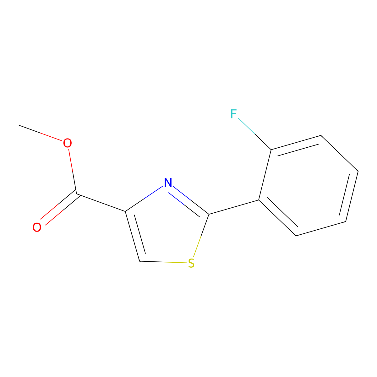 Methyl 2-(2-fluorophenyl)-1,3-thiazole-4-carboxylate molecular structure, CAS 1221403-87-7