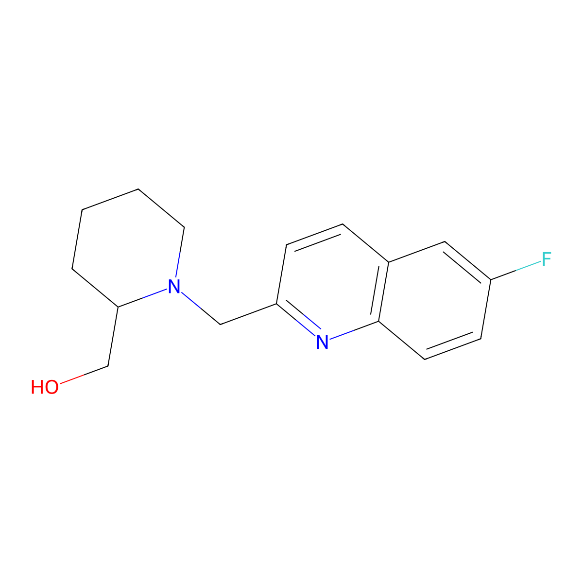 (1-((6-Fluoroquinolin-2-yl)methyl)piperidin-2-yl)methanol molecular structure, CAS 1221411-09-1