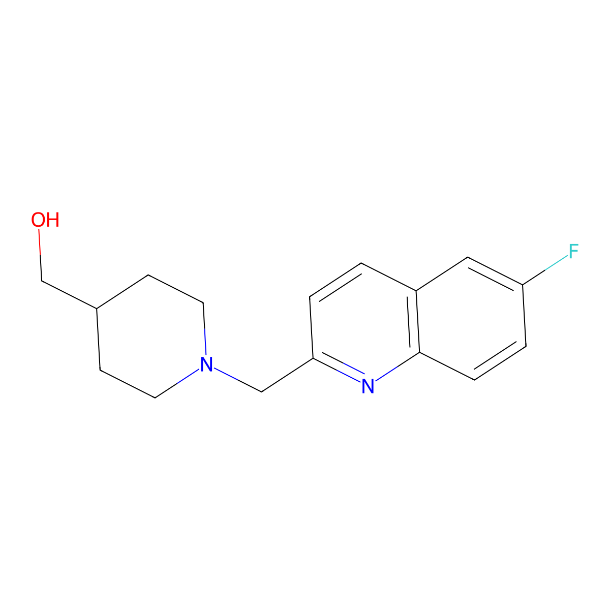 (1-((6-Fluoroquinolin-2-yl)methyl)piperidin-4-yl)methanol molecular structure, CAS 1221411-10-4