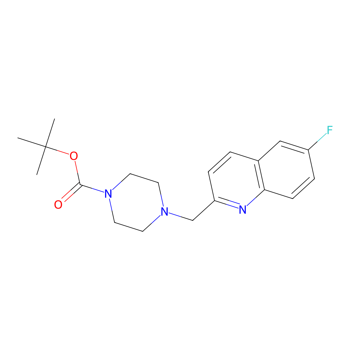 Tert-butyl 4-[(6-fluoroquinolin-2-YL)methyl]piperazine-1-carboxylate molecular structure, CAS 1221411-13-7