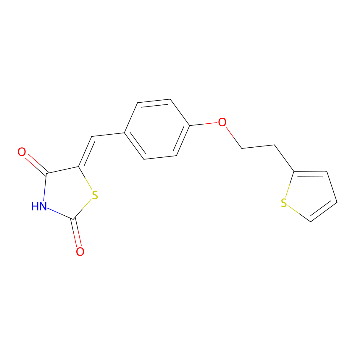 (5Z)-5-[[4-(2-thiophen-2-ylethoxy)phenyl]methylidene]-1,3-thiazolidine-2,4-dione molecular structure, CAS 1221413-57-5