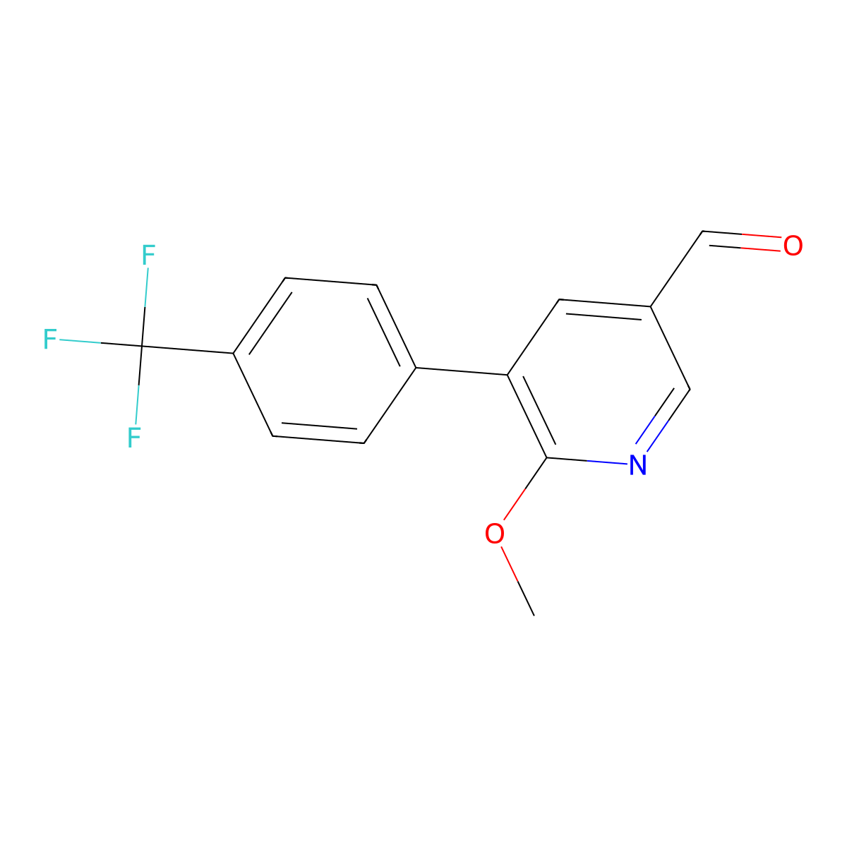 6-Methoxy-5-(4-(trifluoromethyl)phenyl)-3-pyridinecarbaldehyde molecular structure, CAS 1221423-76-2