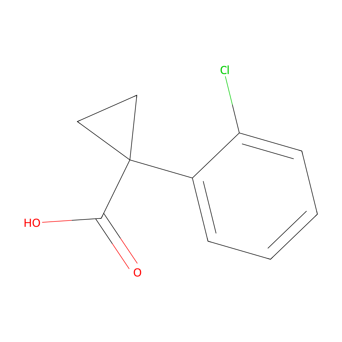 1-(2-Chlorophenyl)cyclopropane-1-carboxylic acid molecular structure, CAS 122143-19-5