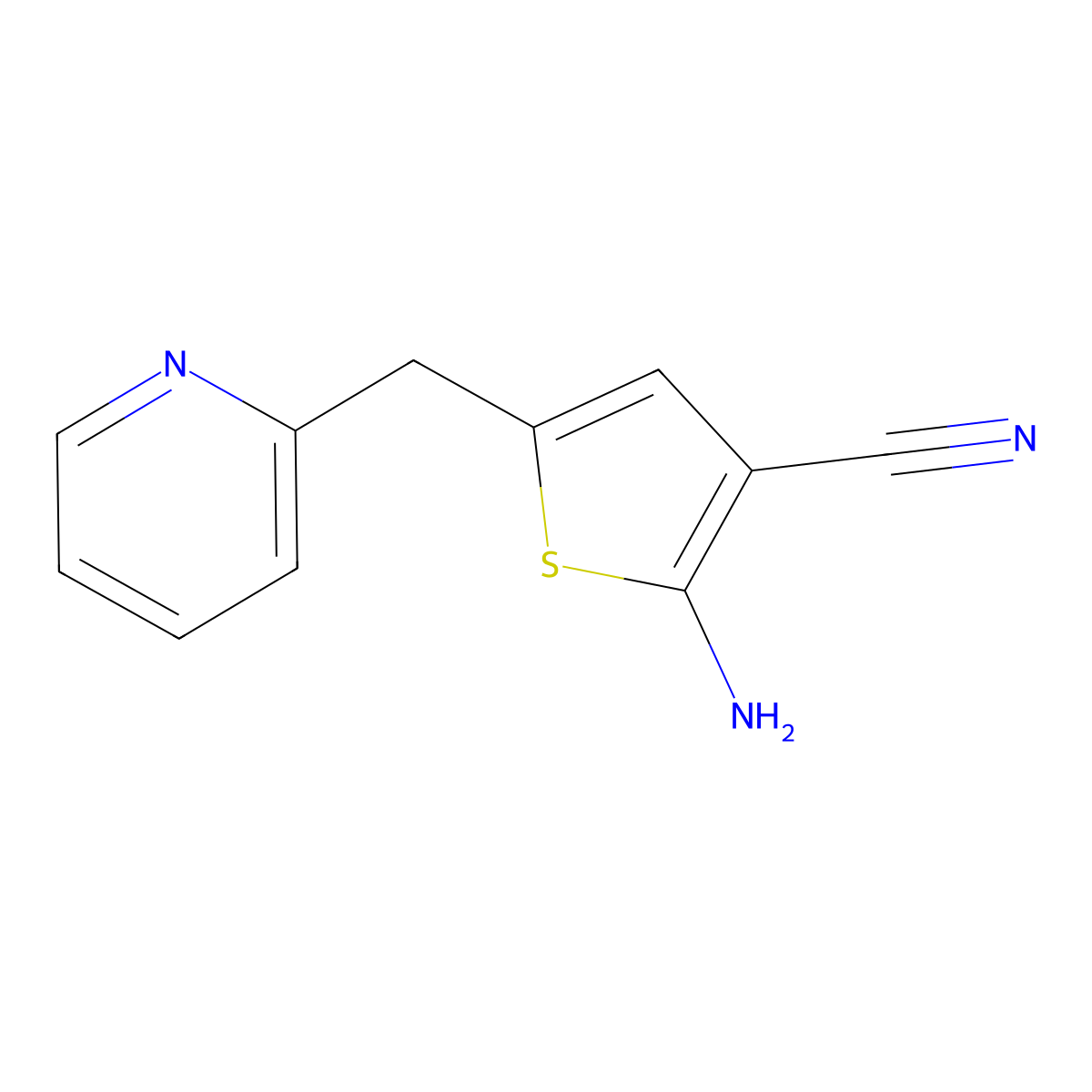 2-Amino-5-[(pyridin-2-yl)methyl]thiophene-3-carbonitrile molecular structure, CAS 1221432-10-5