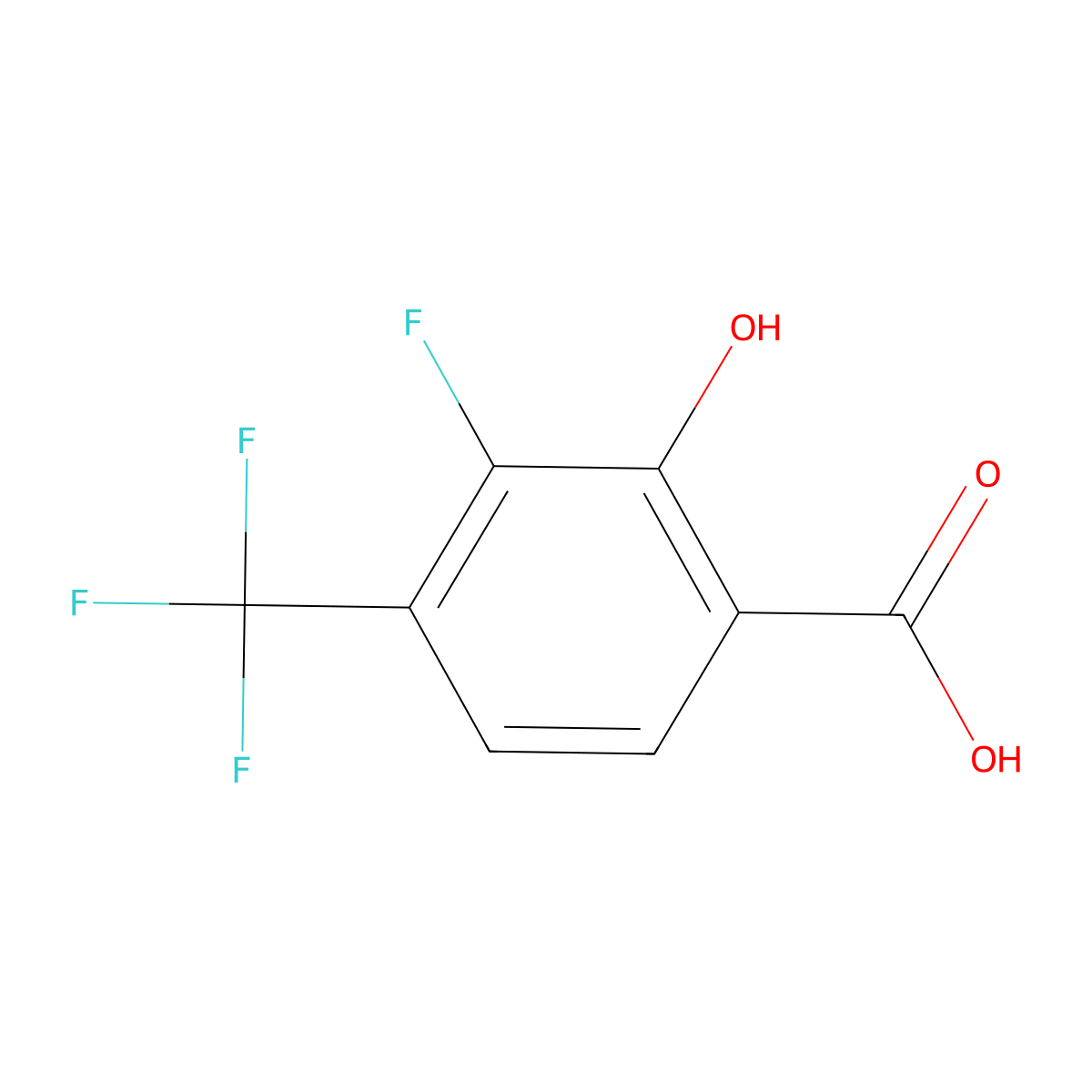 3-Fluoro-2-hydroxy-4-(trifluoromethyl)benzoic acid molecular structure, CAS 1221444-45-6