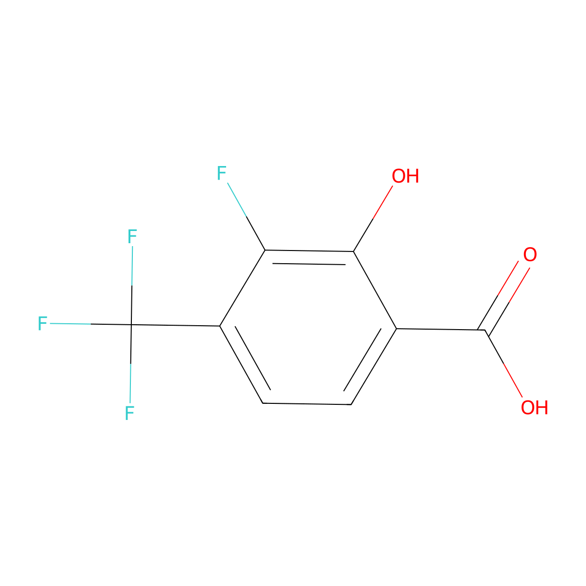 3-Fluoro-2-hydroxy-4-(trifluoromethyl)benzoic acid molecular structure, CAS 1221444-45-6
