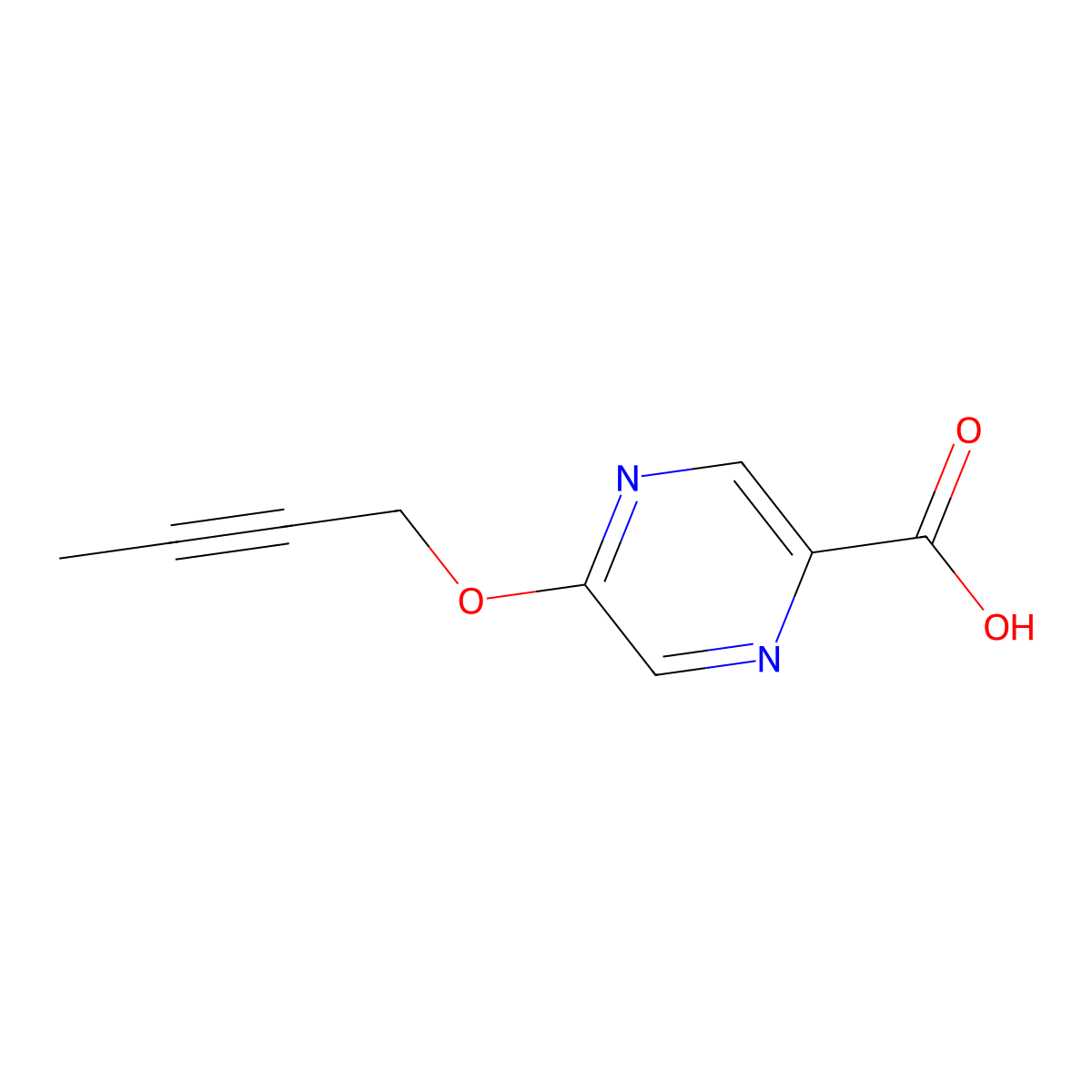 5-(But-2-ynyloxy)pyrazine-2-carboxylic acid molecular structure, CAS 1221447-98-8